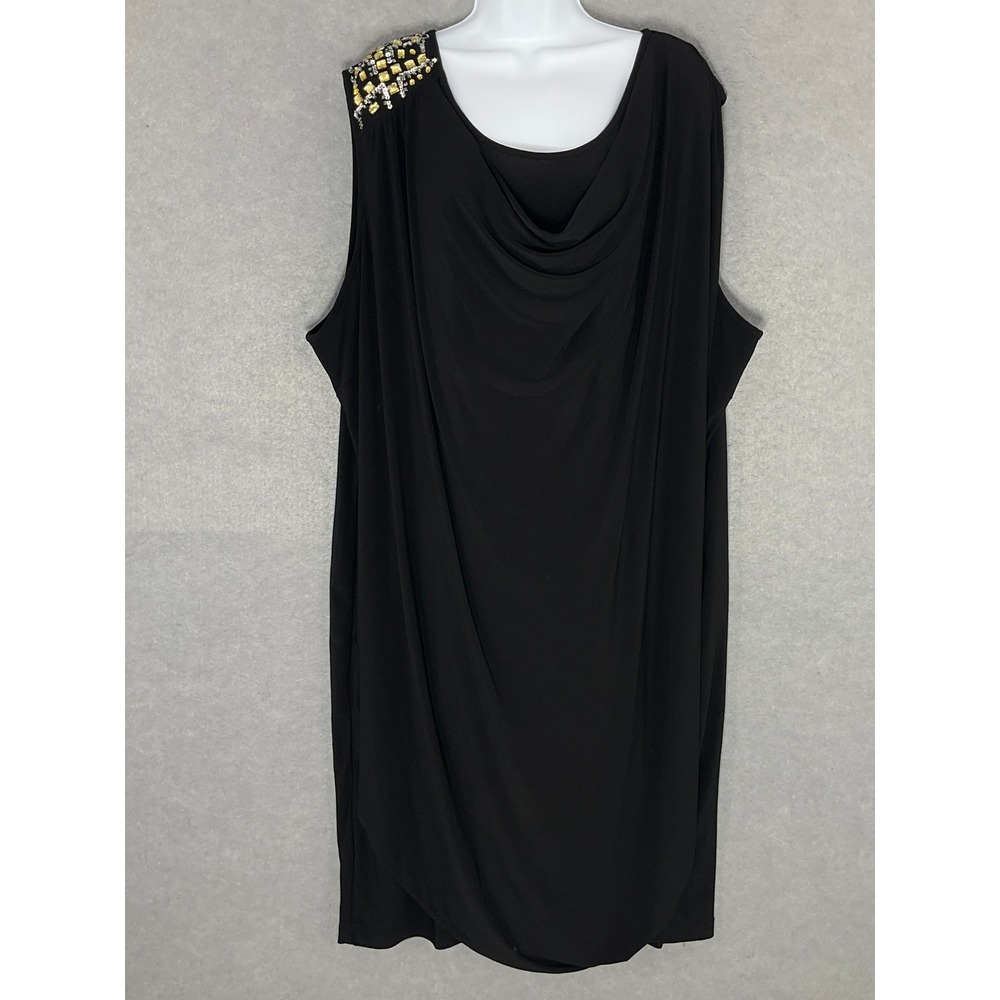 Catherines Dress Womens Sz 4X Black‎ Dress Embellished Shoulder Sleeveless Party